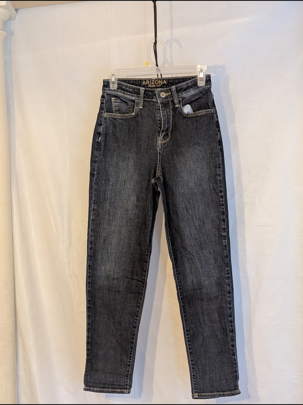 Arizona Jean Company High-Rise Straight Jeans - Washed Charcoal Black